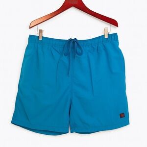 Triangle Men’s Large Teal Swim Trunks • Nylon Surf Shorts • Drawstring Waist